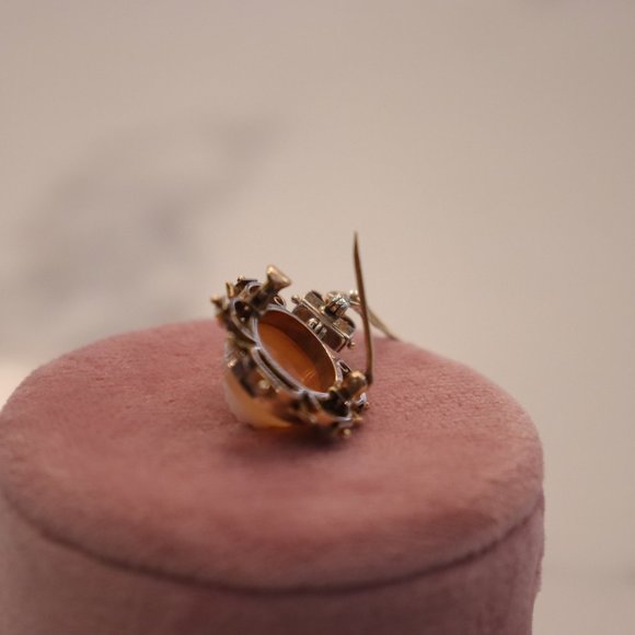 14ky Enamel and Seed Pearl Hard Shell Cameo - Picture 6 of 6